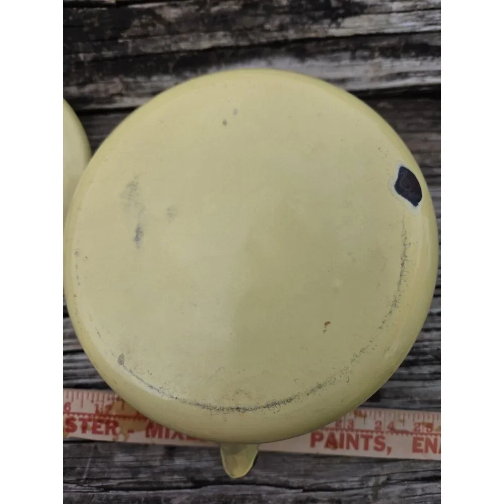 Vintage yellow enamel teapot‎ With Lid Enamelware Bail Handle